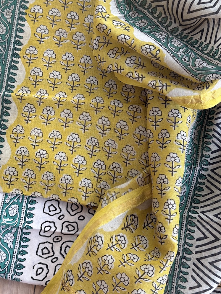 Handblocked chanderi suit 8