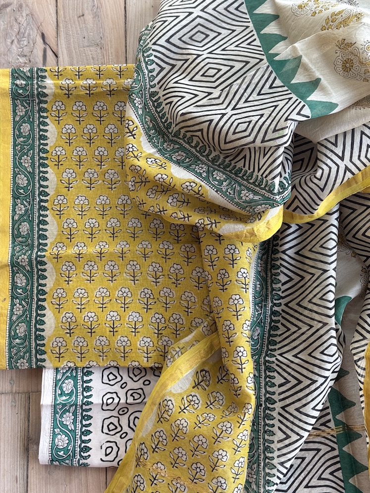 Handblocked chanderi suit 8