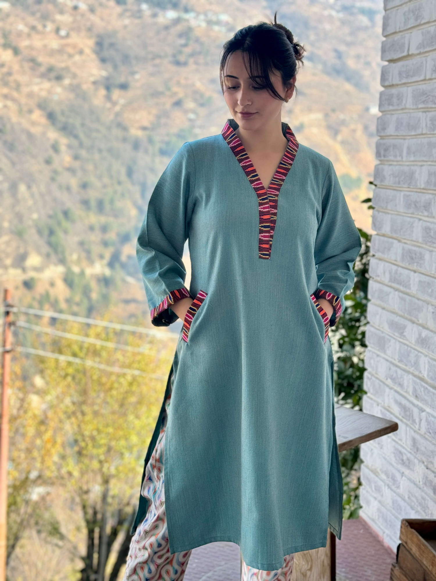 Sky blue Himachali kurta