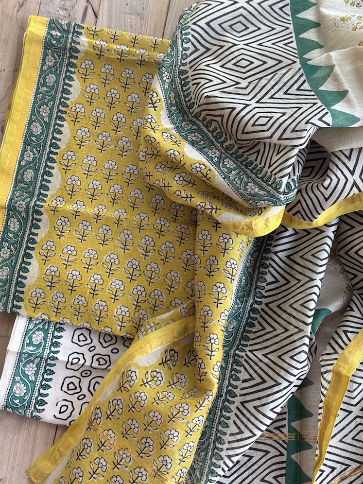 Handblocked chanderi suit 8