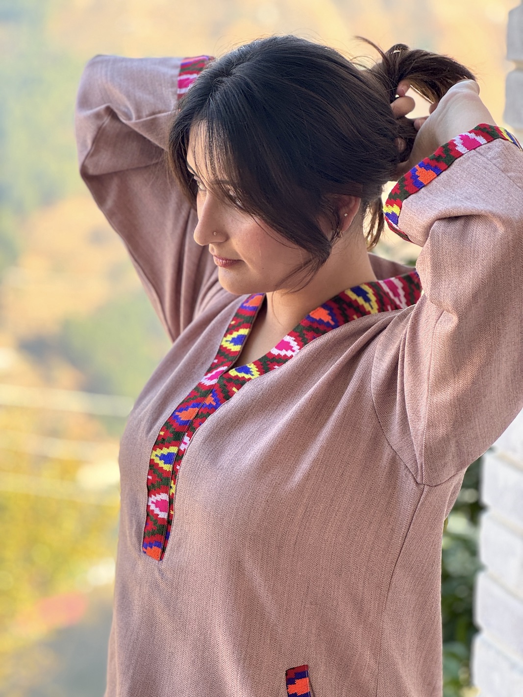 Pink Himachali kurta