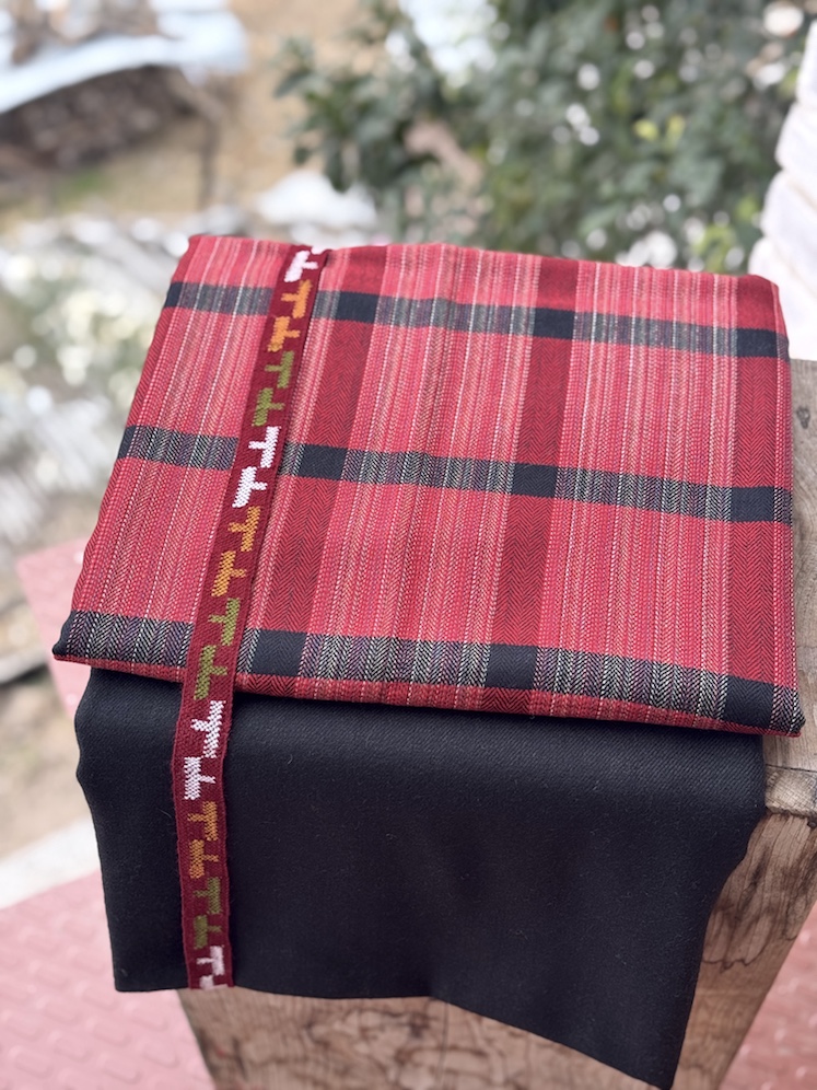 Red striped pure wool suit