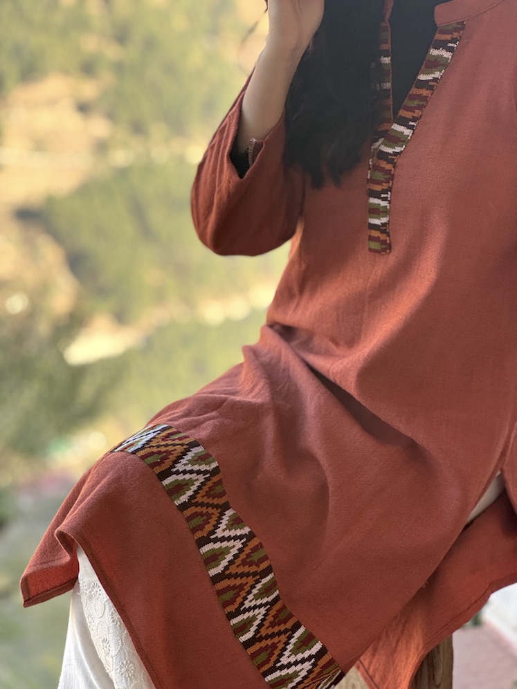 Rust pure wool Himachali kurta