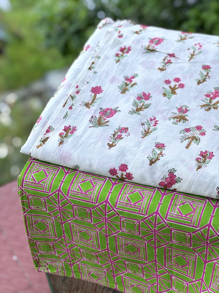 Cotton suit with pure linen dupatta