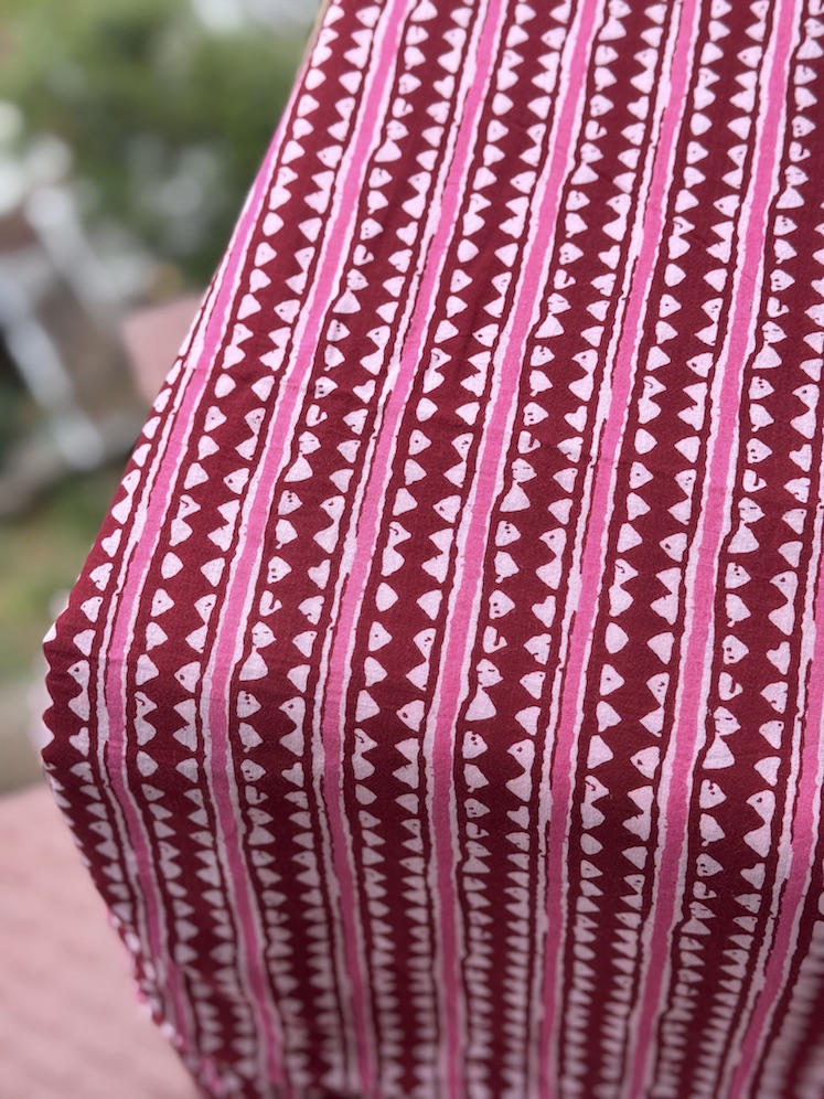 Block printed cotton fabric