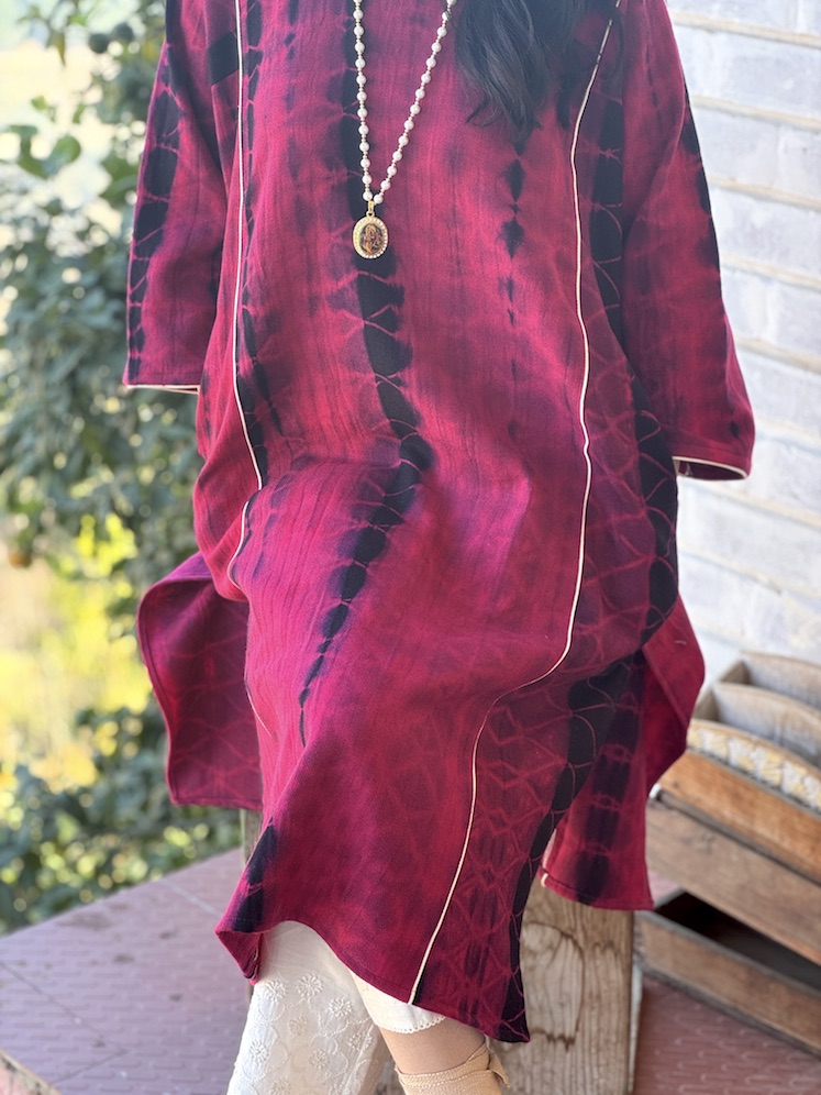 Pink black Himachali pheran