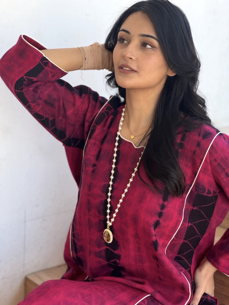 Image of Pink black Himachali pheran