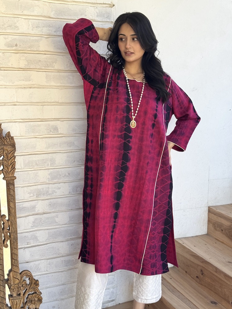 Pink black Himachali pheran