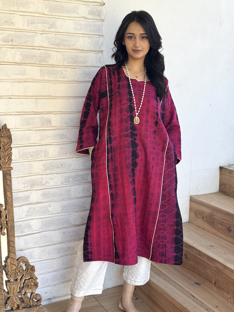 Pink black Himachali pheran