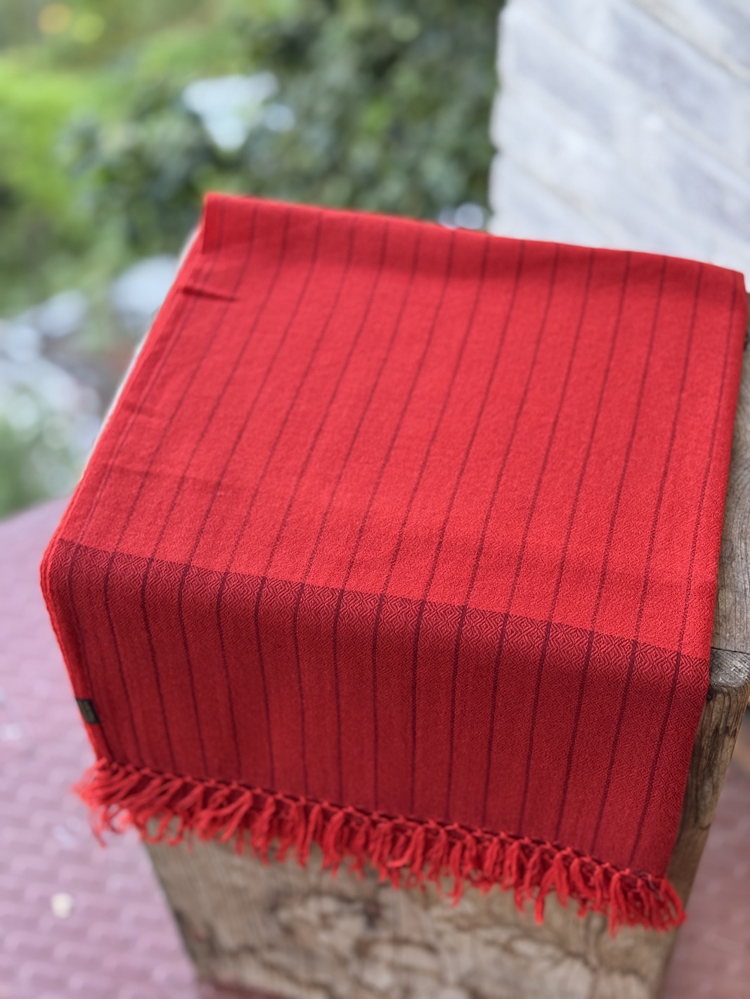 Tangerine striped angora wool stole