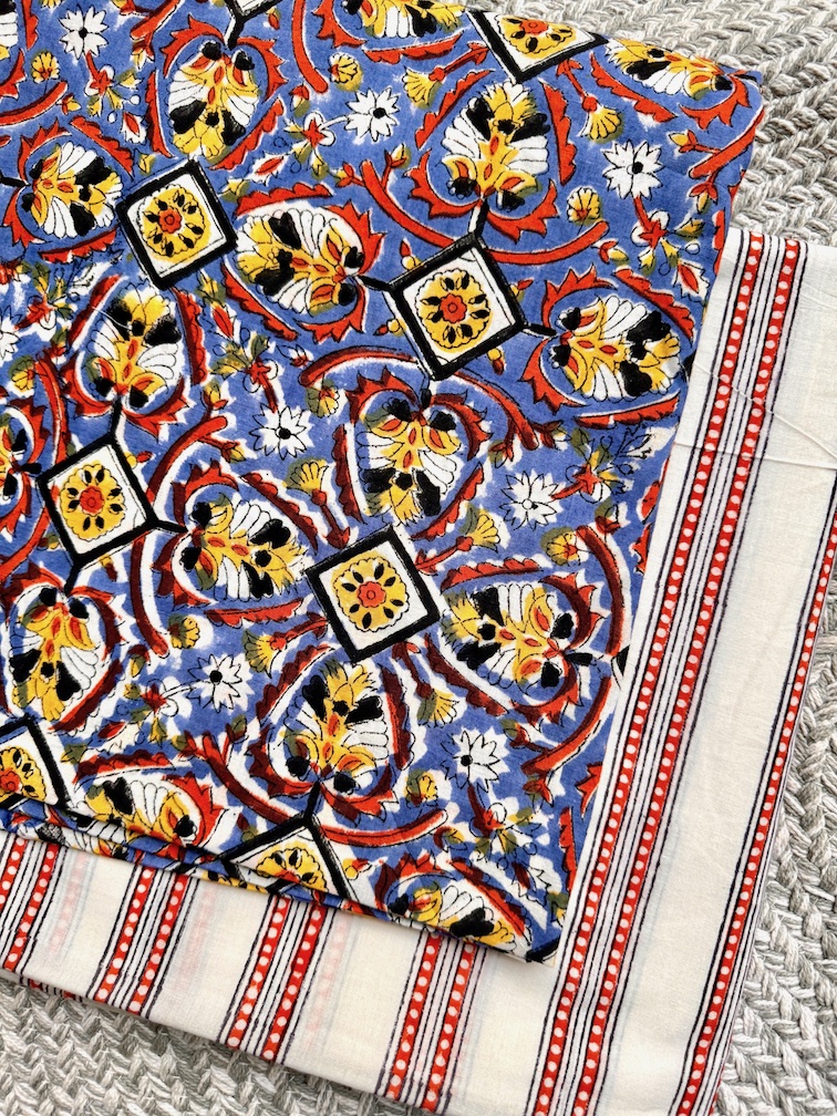Blue jaal kurta bottom set