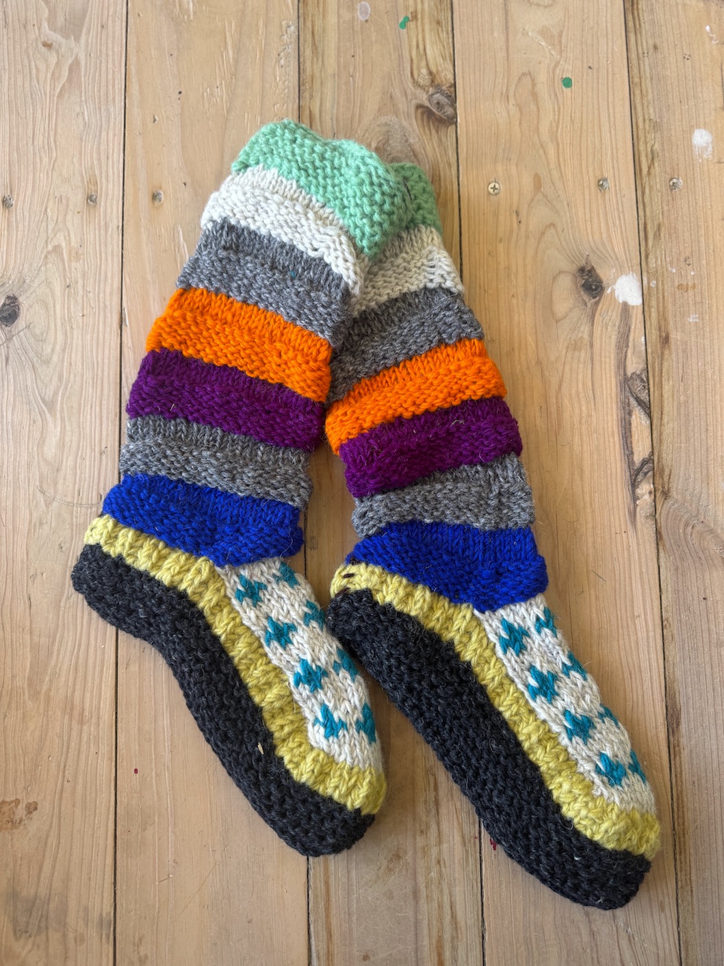 Long Sheep wool socks with fleece lining 3