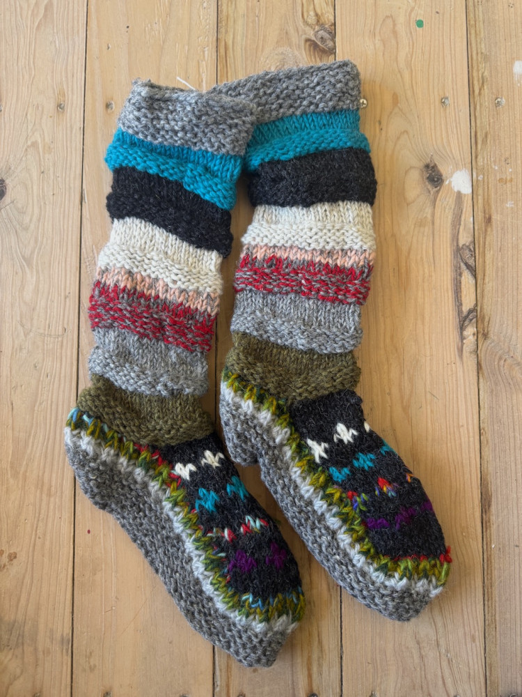 Image of Long Sheep wool socks with fleece lining 2