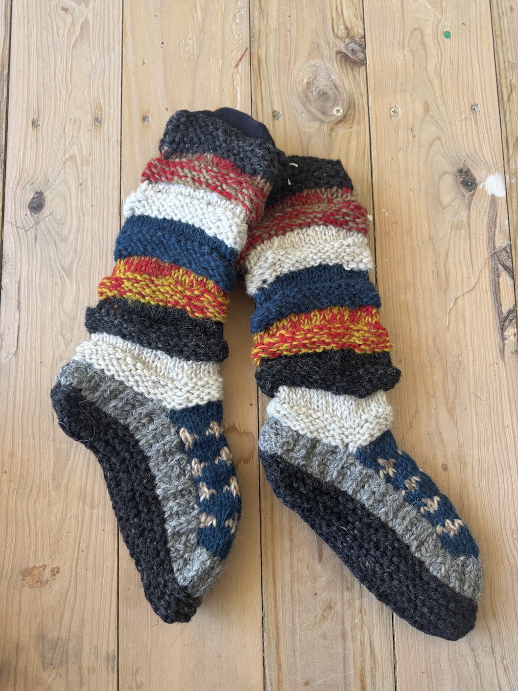 Long Sheep wool socks with fleece lining 1