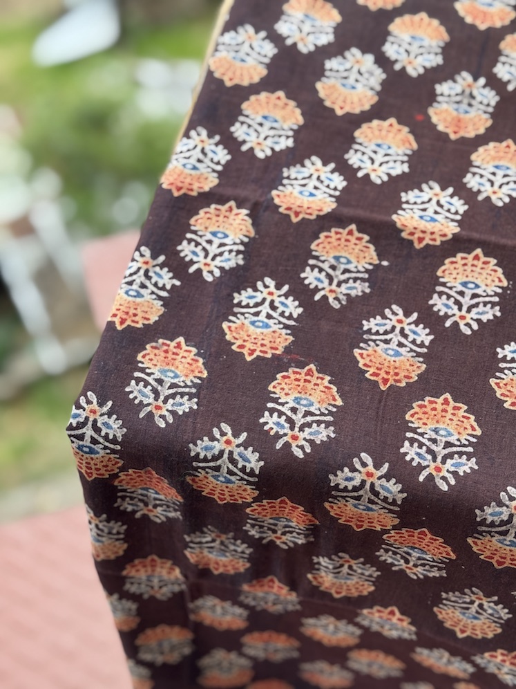 Ajrakh Handblocked cotton fabric 25 meters