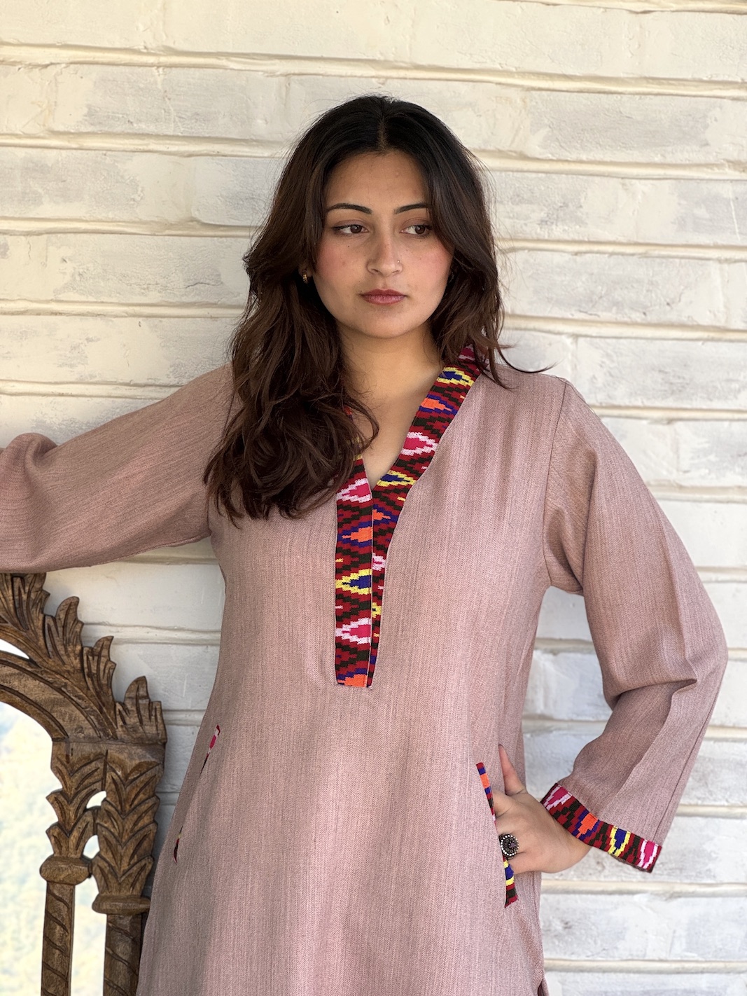 Pink Himachali kurta