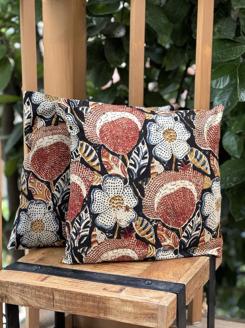 Kalamkari block printed cushion covers - set of 2