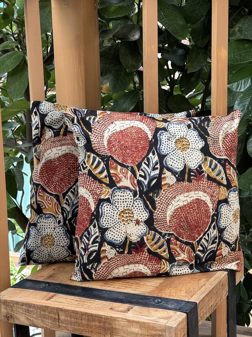 Kalamkari block printed cushion covers - set of 2