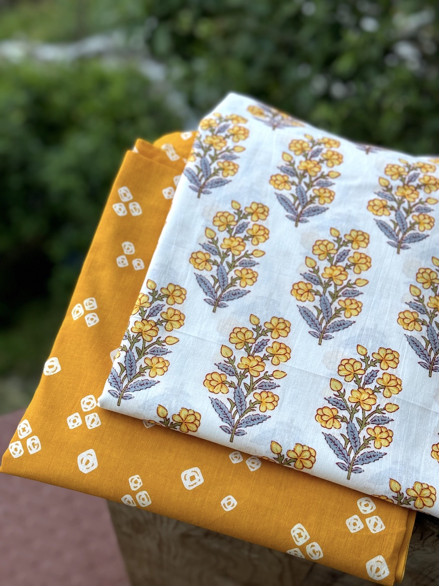 Ivory yellow kurta bottom set