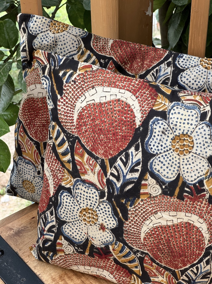 Kalamkari block printed cushion covers - set of 2