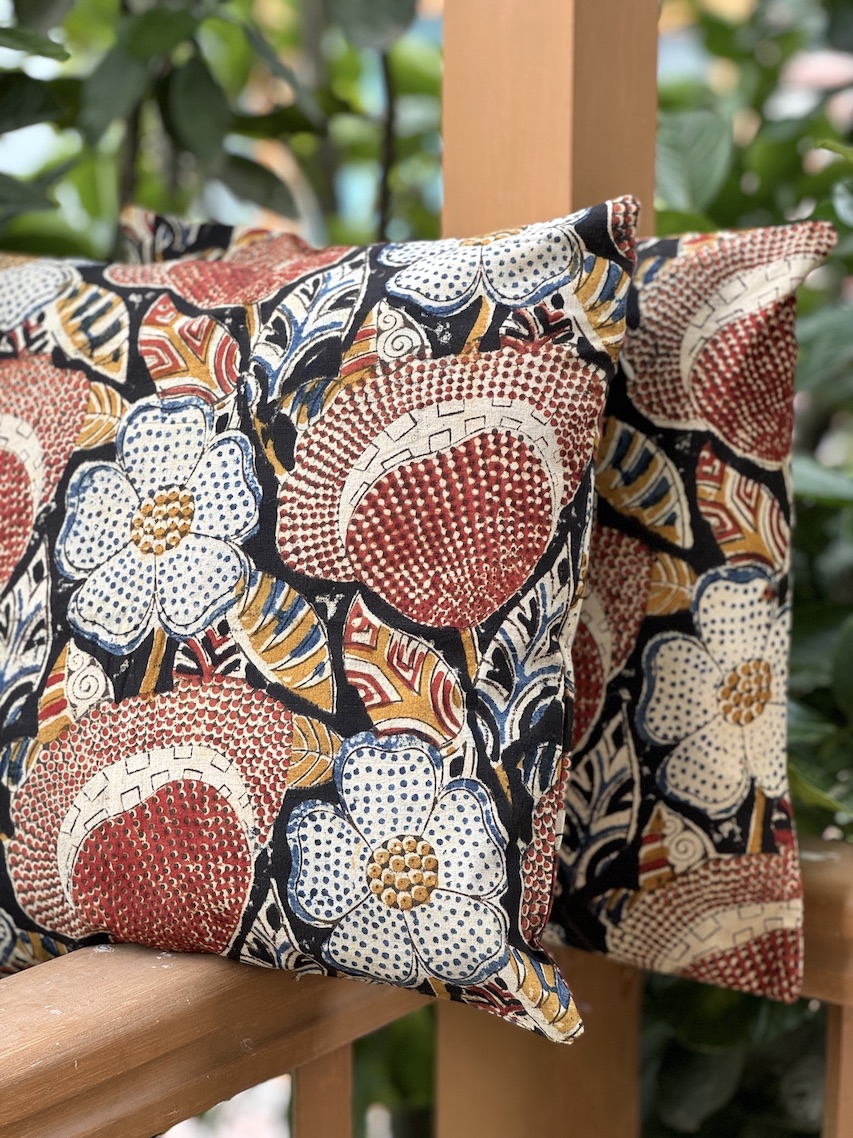 Kalamkari block printed cushion covers - set of 2
