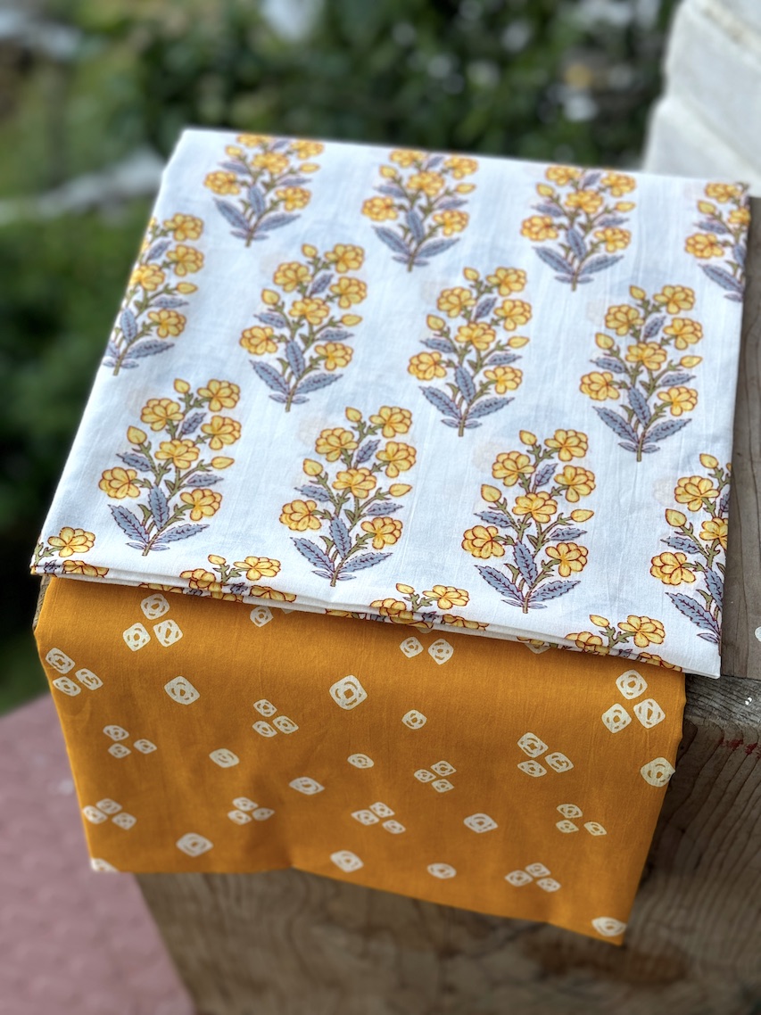 Ivory yellow kurta bottom set