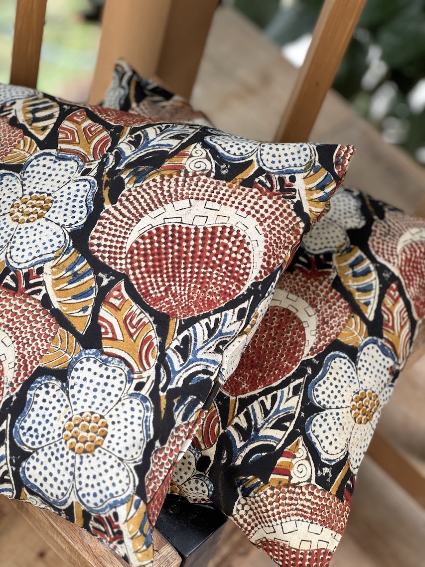 Kalamkari block printed cushion covers - set of 2