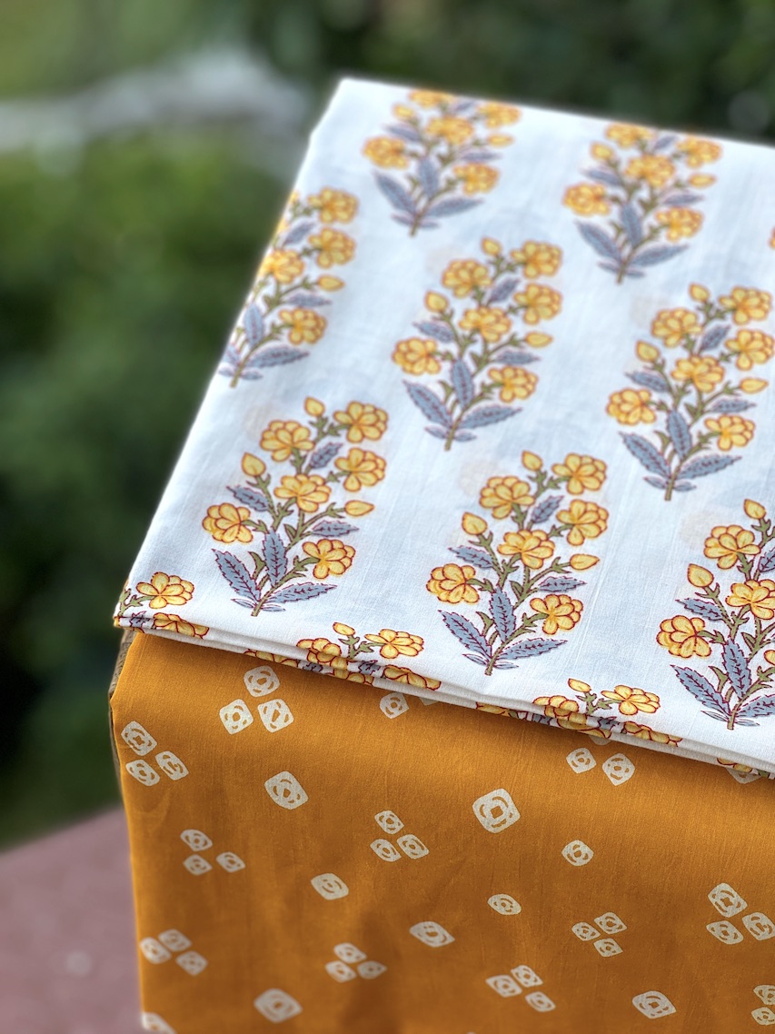 Ivory yellow kurta bottom set