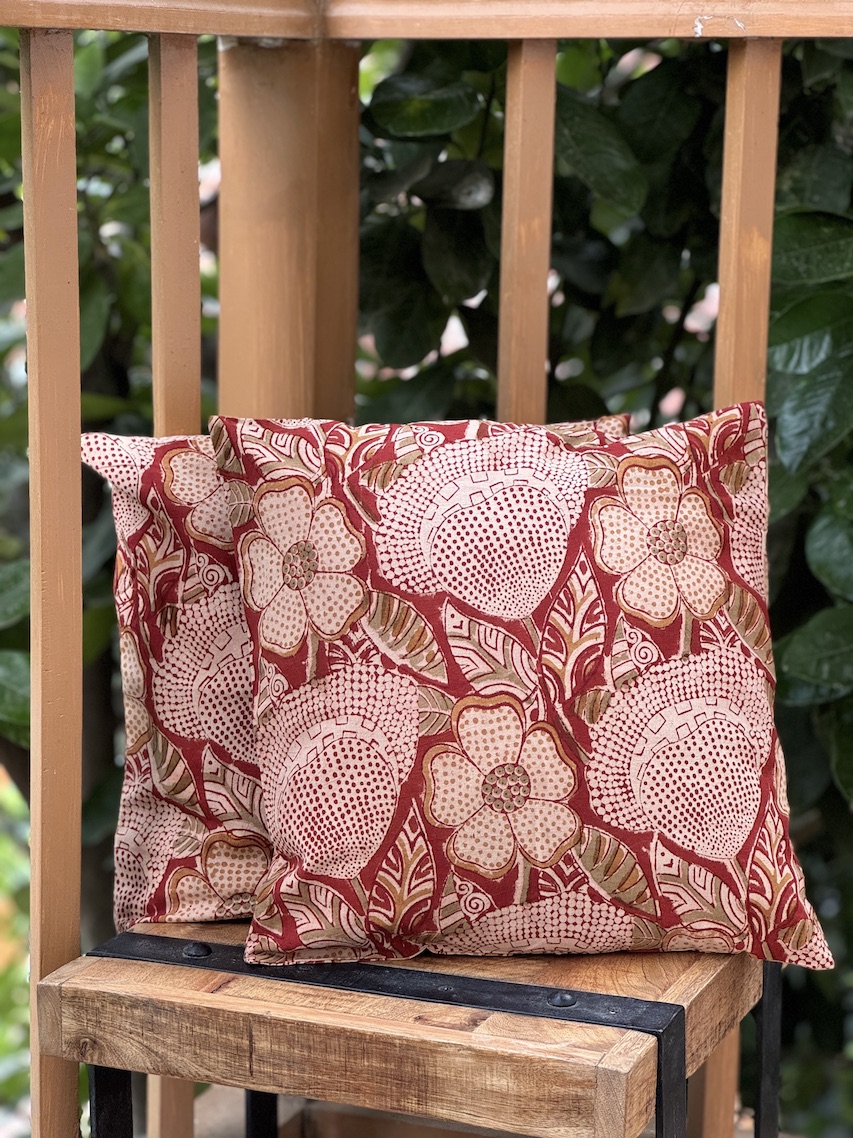 Kalamkari block printed cushion covers - set of 2