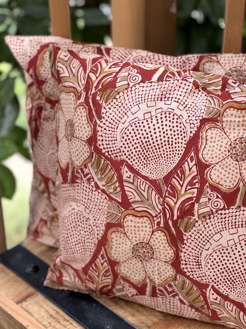 Kalamkari block printed cushion covers - set of 2