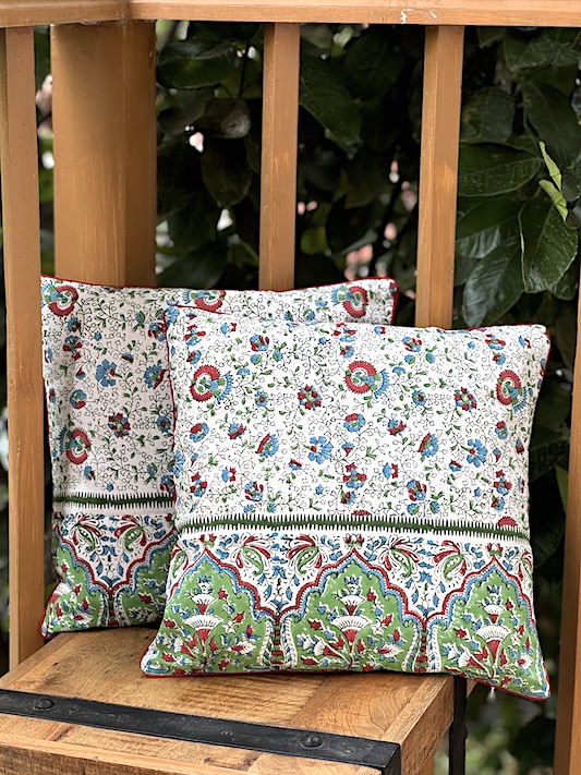 Mughal Block printed cushion covers - set of 2