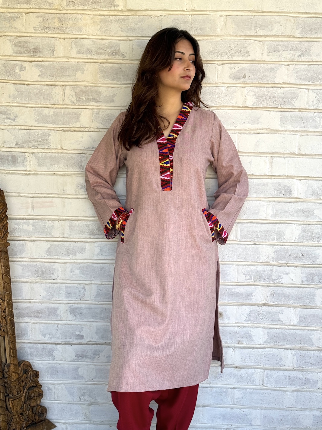 Pink Himachali kurta