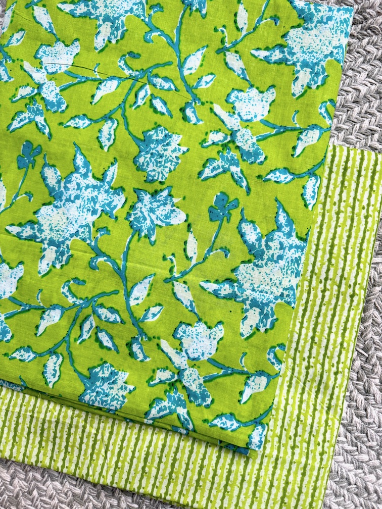 Green floral kurta bottom set