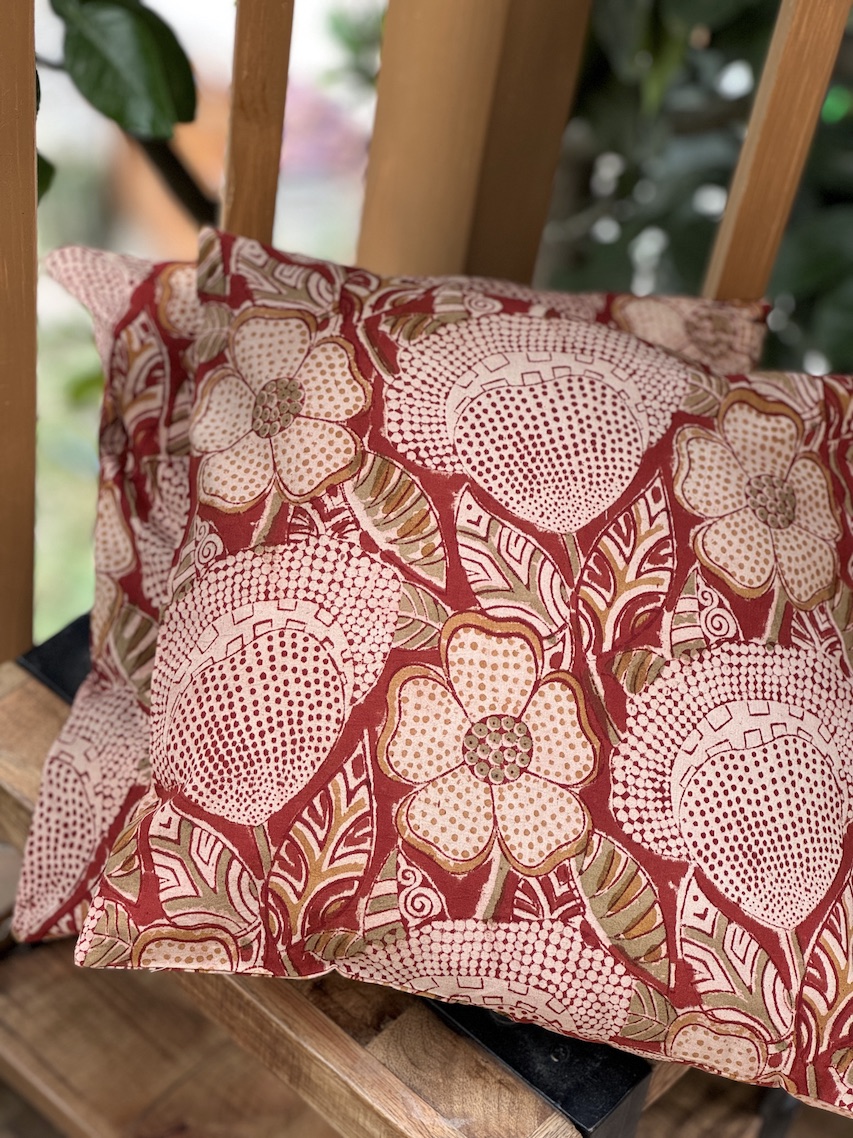 Kalamkari block printed cushion covers - set of 2