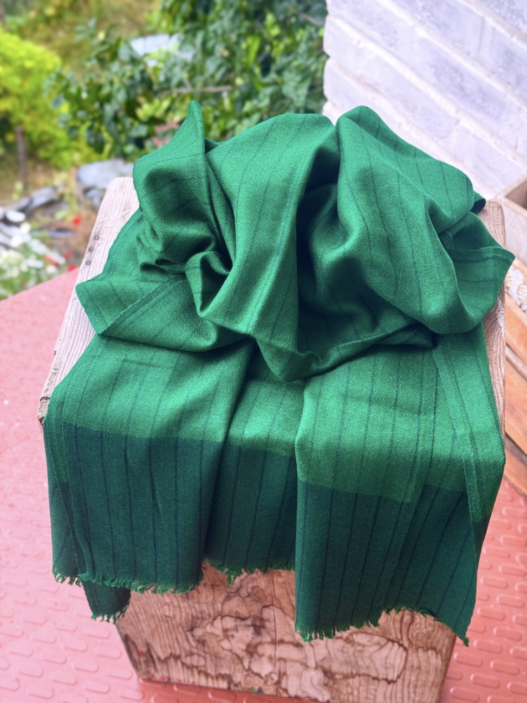 Image of Green striped angora wool stole
