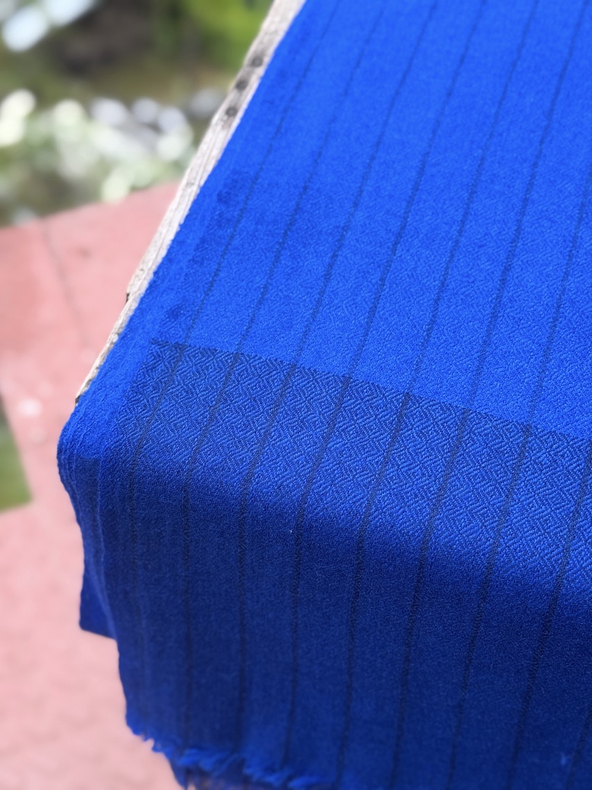 Blue striped angora wool stole