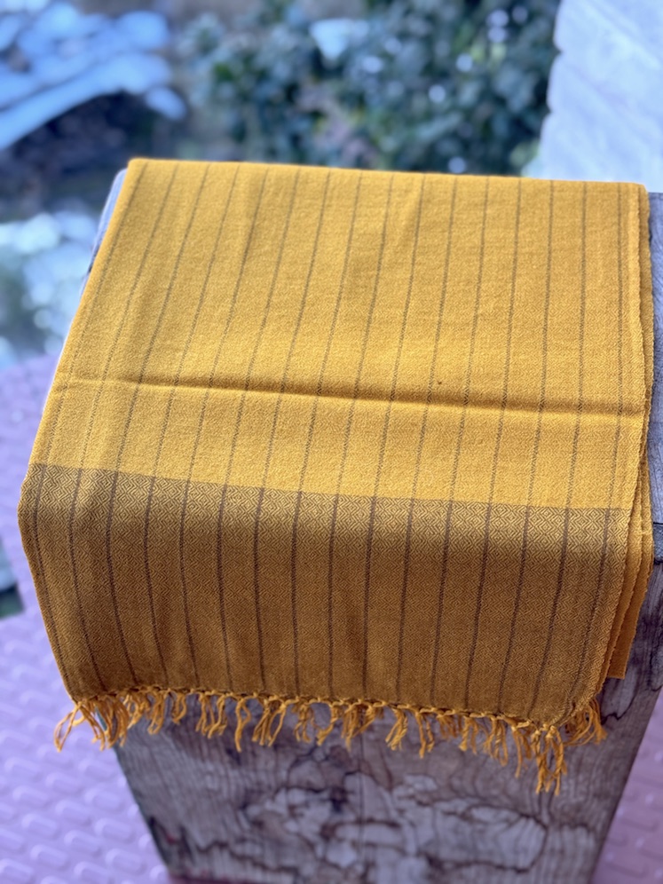 Mustard striped angora wool stole