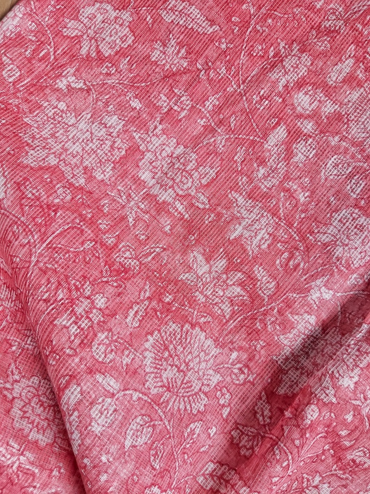 Pink kota doria blouse piece 160 meters