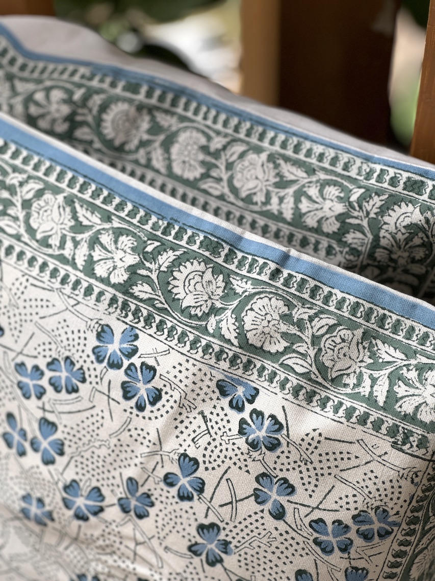 Ivory block printed cushion covers - set of 2