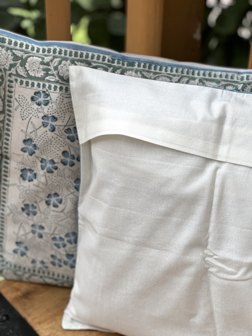 Ivory block printed cushion covers - set of 2