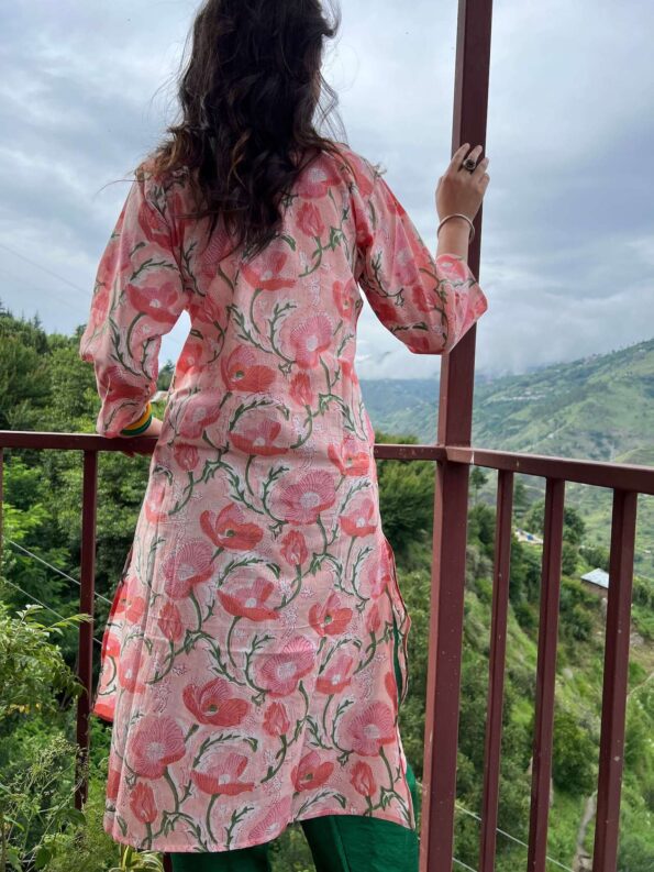 Spring block printed regular fit kurta