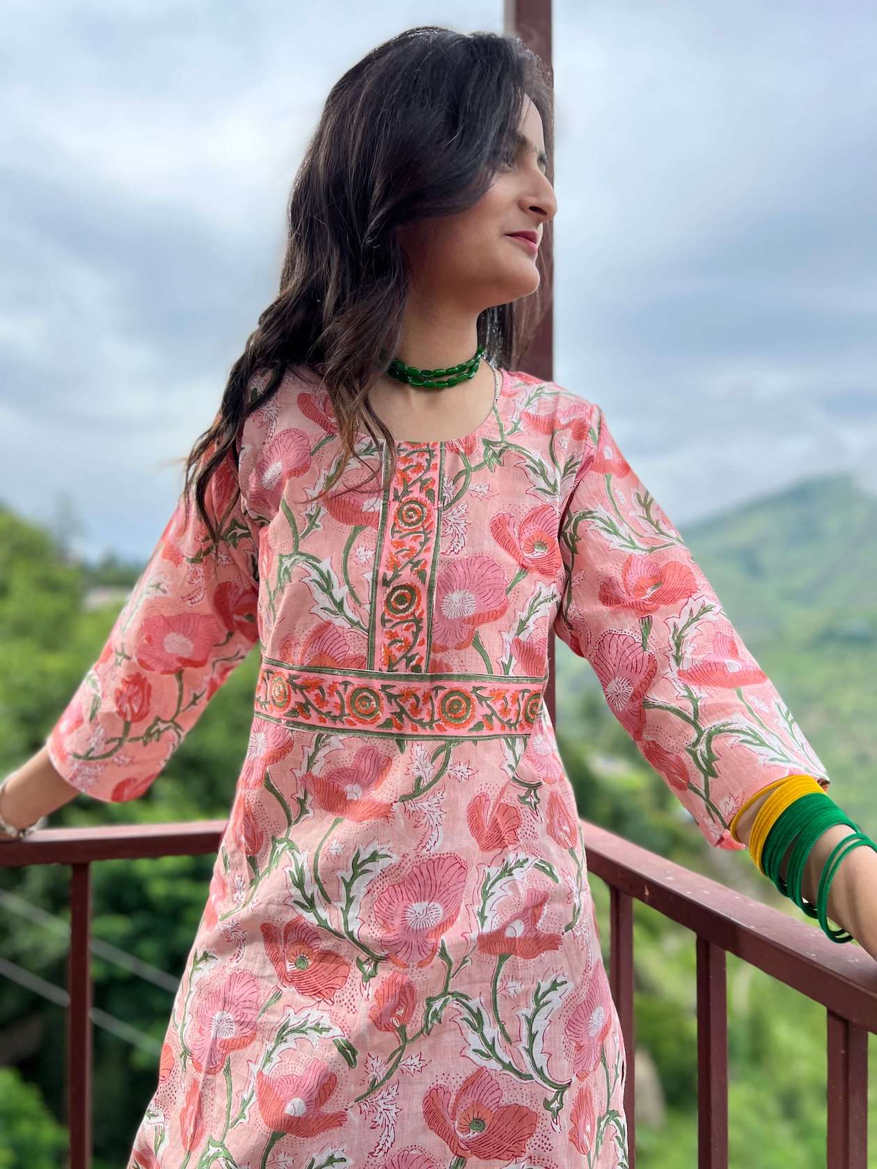 Spring block printed regular fit kurta