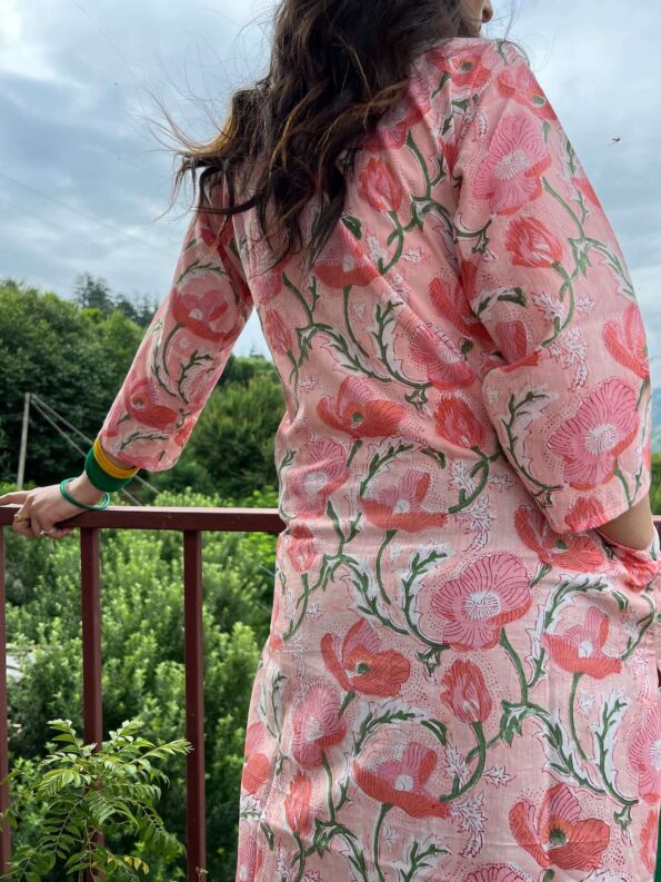 Spring block printed regular fit kurta