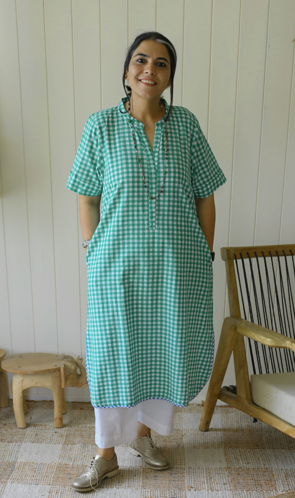 CHECK ME GREEN - KURTA
