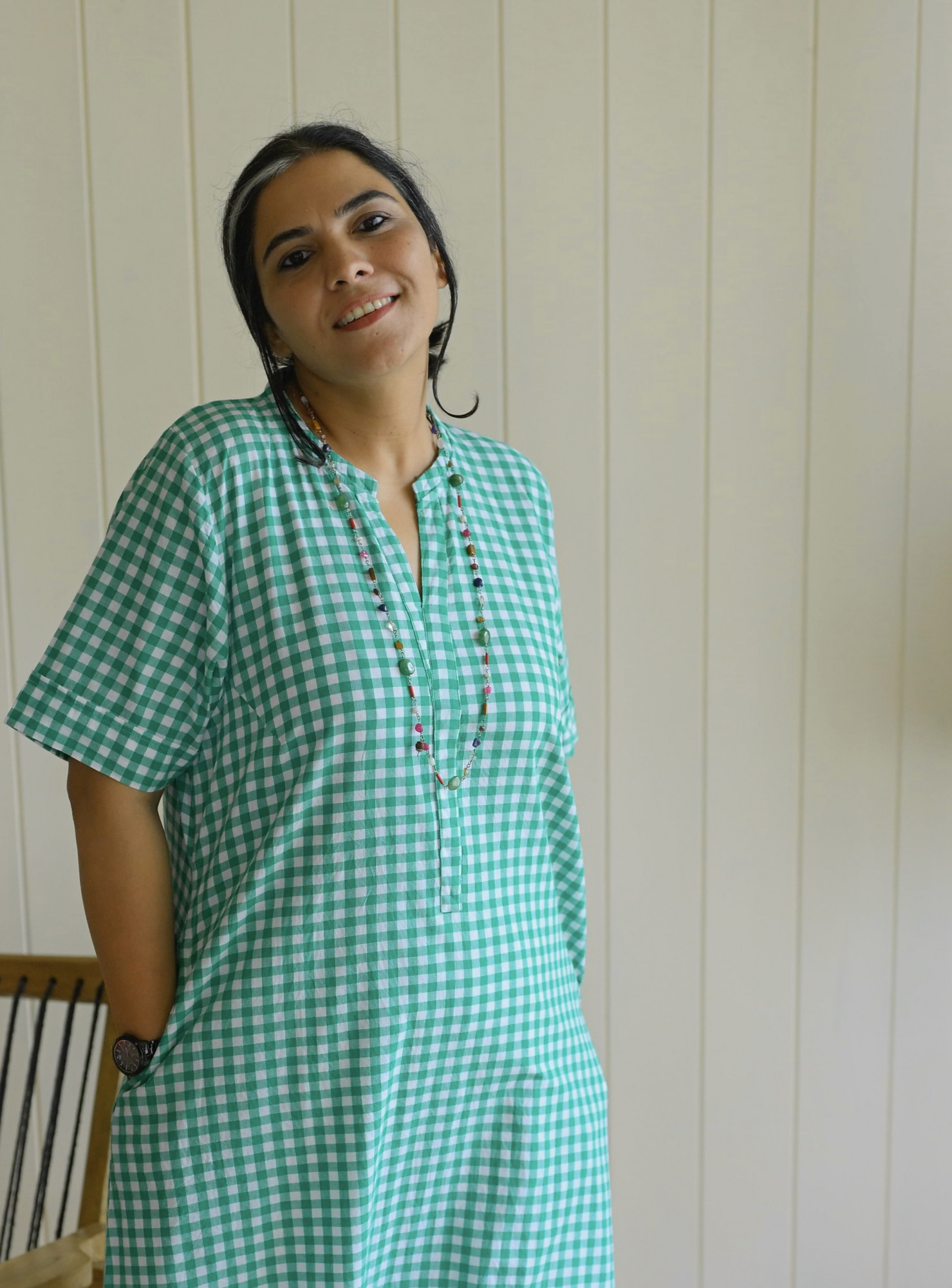 CHECK ME GREEN - KURTA