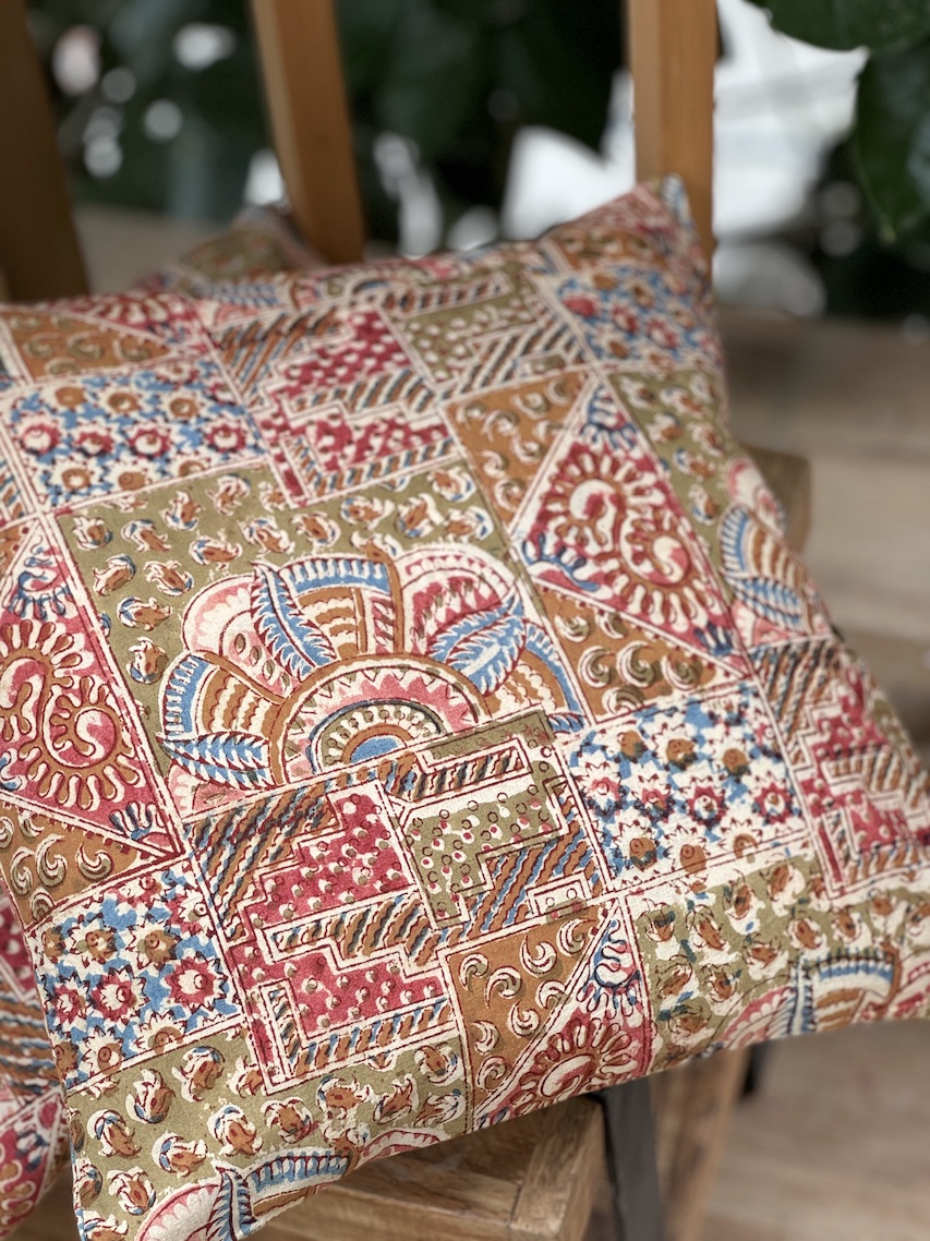 Kalamkari block printed cushion covers - set of 2