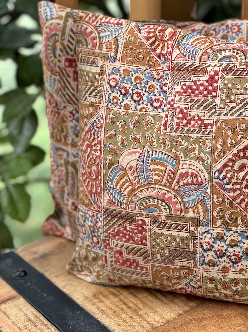 Kalamkari block printed cushion covers - set of 2