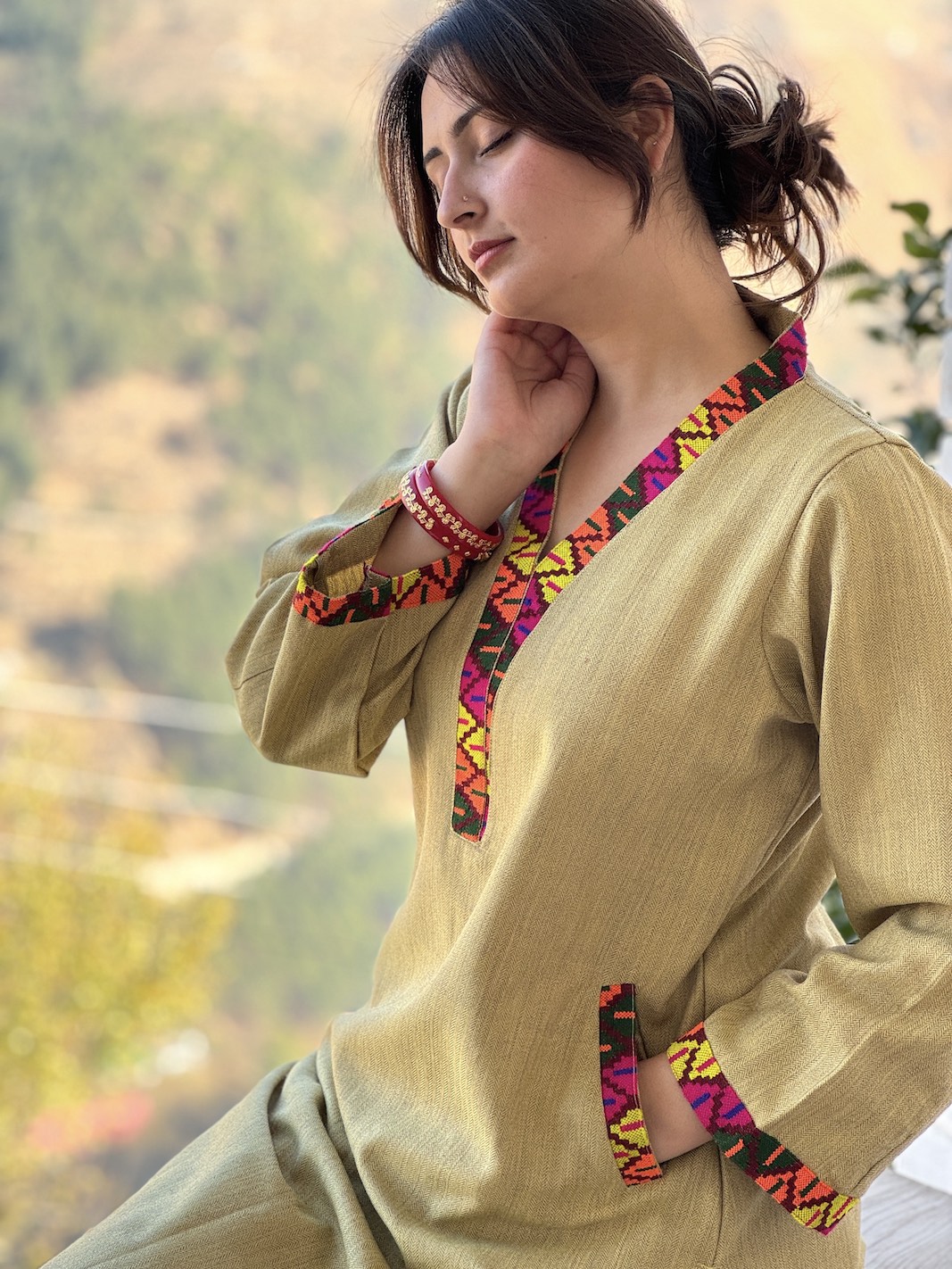 Yellow Himachali kurta
