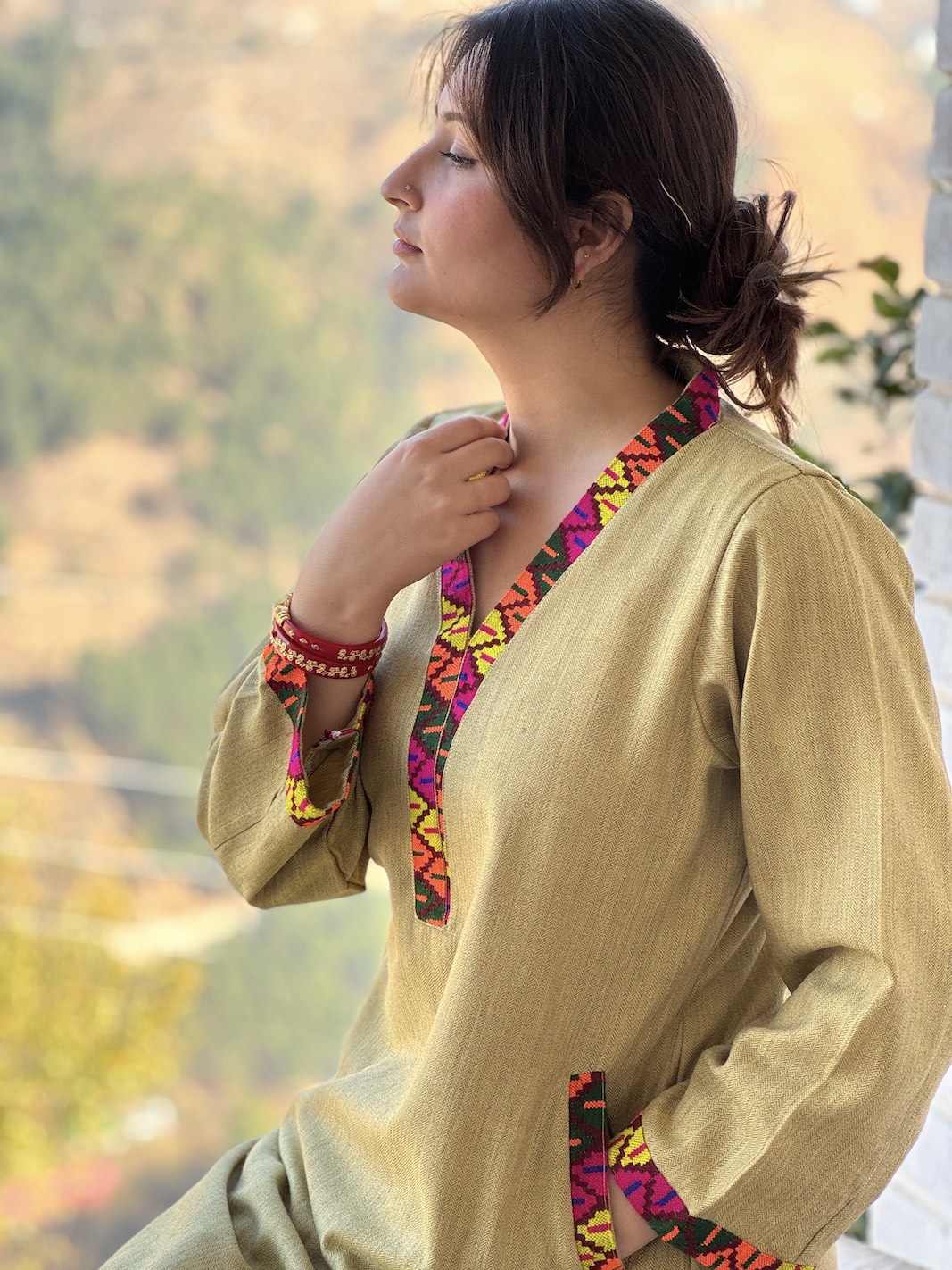 Yellow Himachali kurta