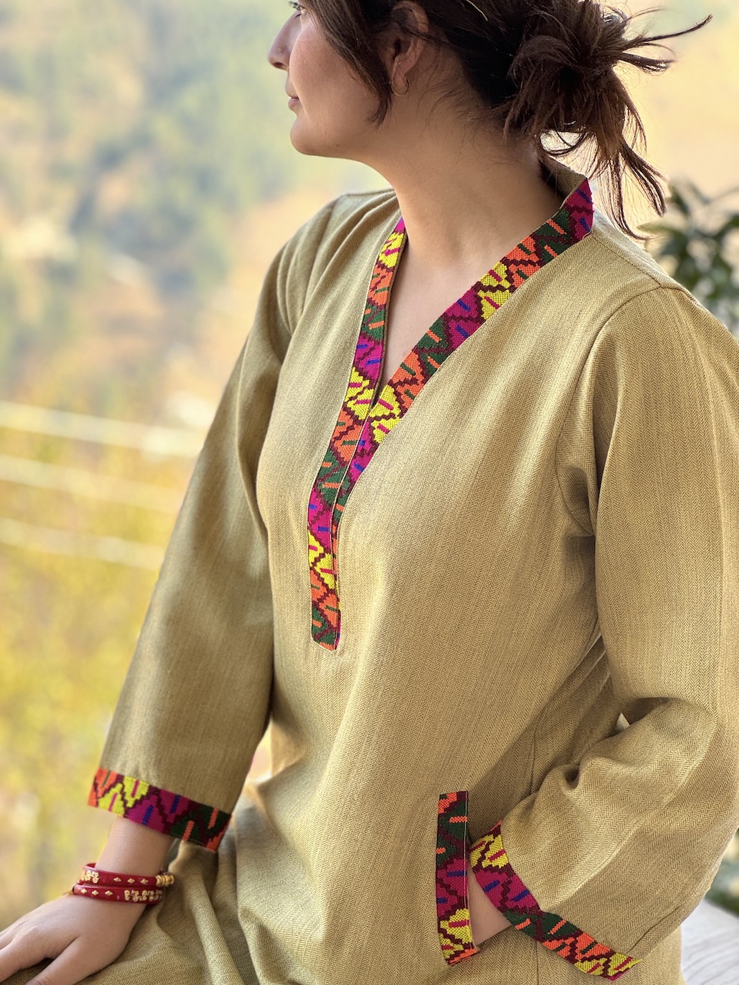 Yellow Himachali kurta